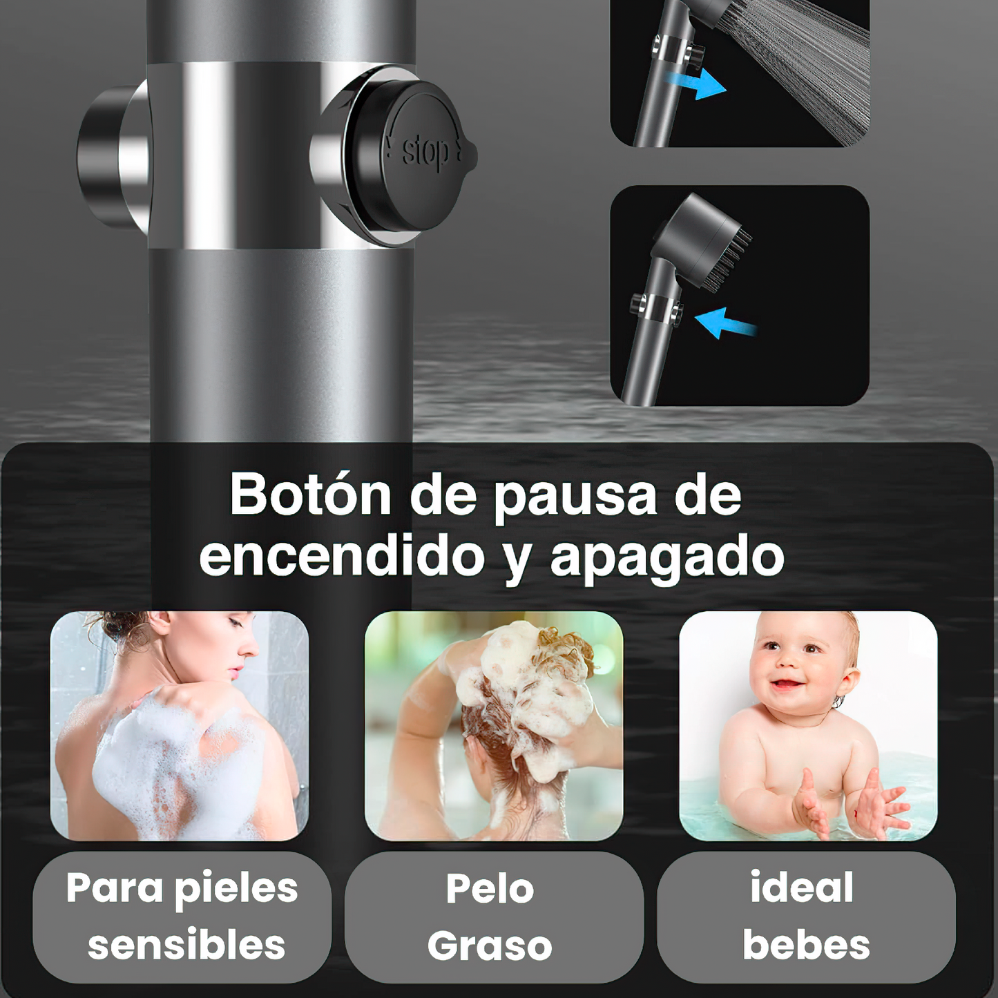 AquaSense™ – Alcachofa de Alta Presión + 2 Filtros purificadores
