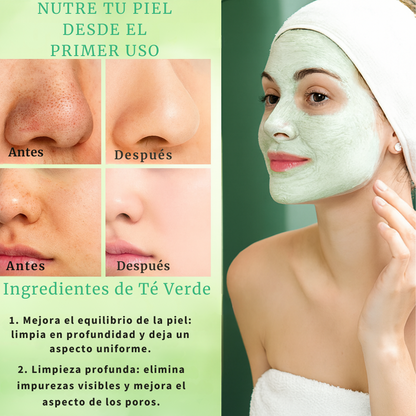 ¡OFERTA 2x1! Mascarilla de Té Verde – Purifica y Refresca tu Piel